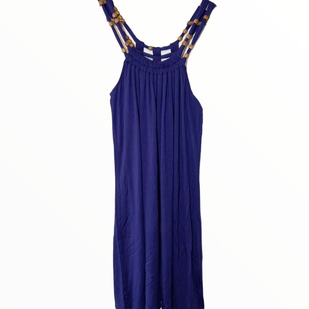 Anthropologie Ella Moss ruched beaded neck dress